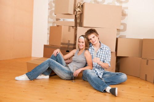 Commercial relocation team managing office assets