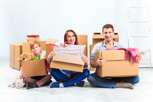 Moving van and packed boxes for removals in Bayswater