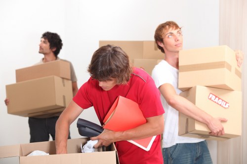 Boxes and furniture prepared for a professional removal service