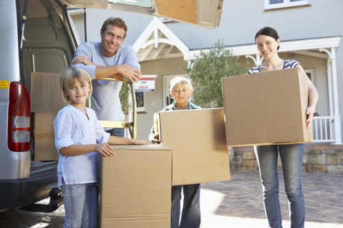 Packed boxes and furniture prepared for student removals