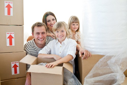 Business relocation planning with labels and office items
